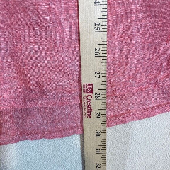 Sigrid Olsen Linen Popover Top 1X Coral Roll Tab Sleeve Lagenlook Beach Vacation - Picture 4 of 7
